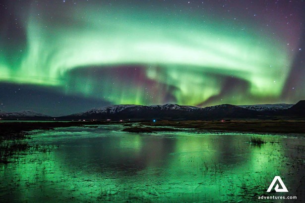 aurora borealis near akureyri town