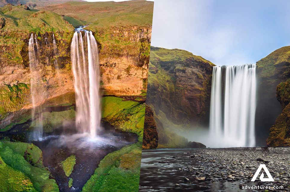 skogafoss and seljalandsfoss waterfalls in south iceland