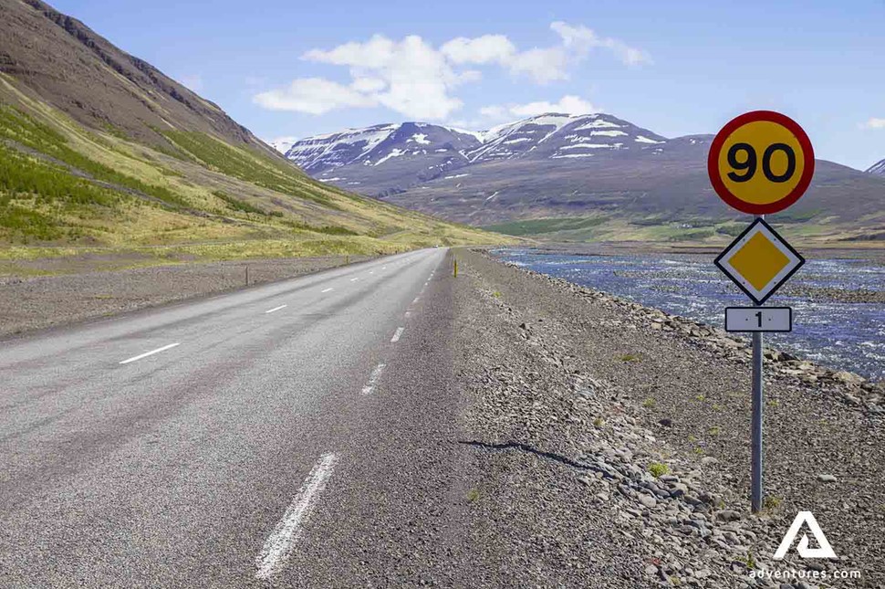 speed limit sign on ring road in iceland