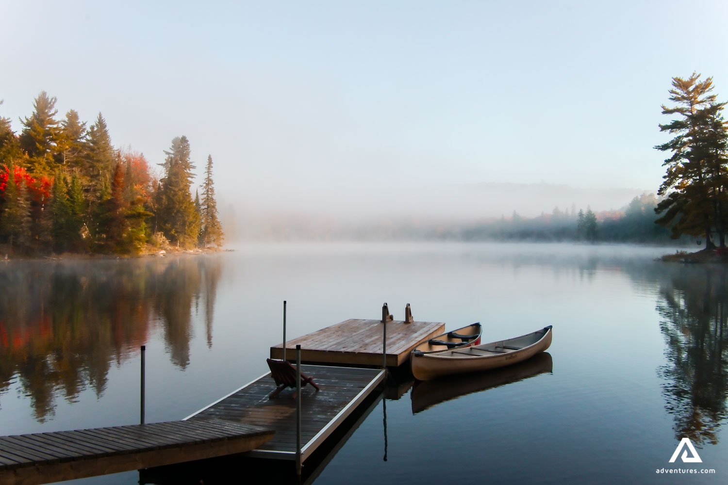 Boat bridge on lake water