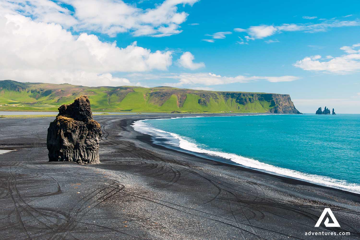 a view of a beach from dyrholaey