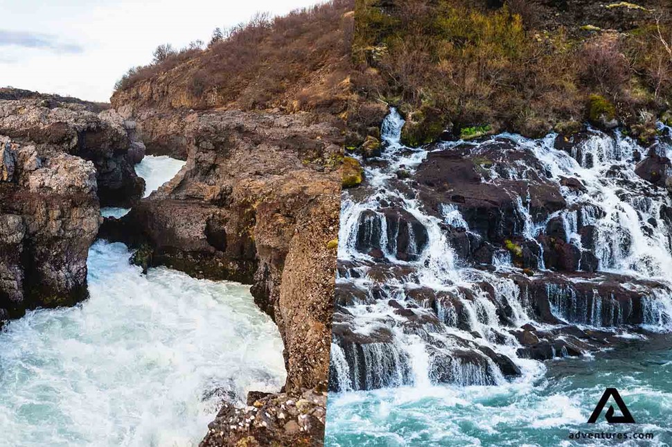 hraunafossar and barnafossar waterfalls