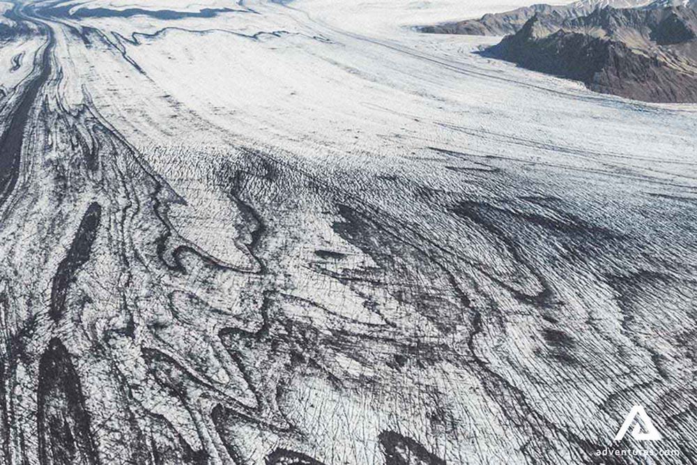 aerial view of skeidararjokull glacier