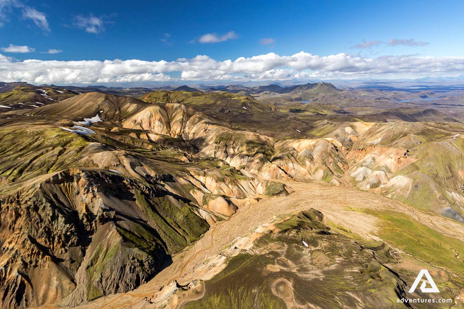 sunny aerial view above fjallabak nature reserve
