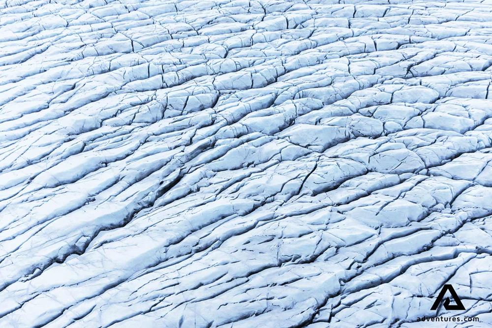 aerial view above a glacier