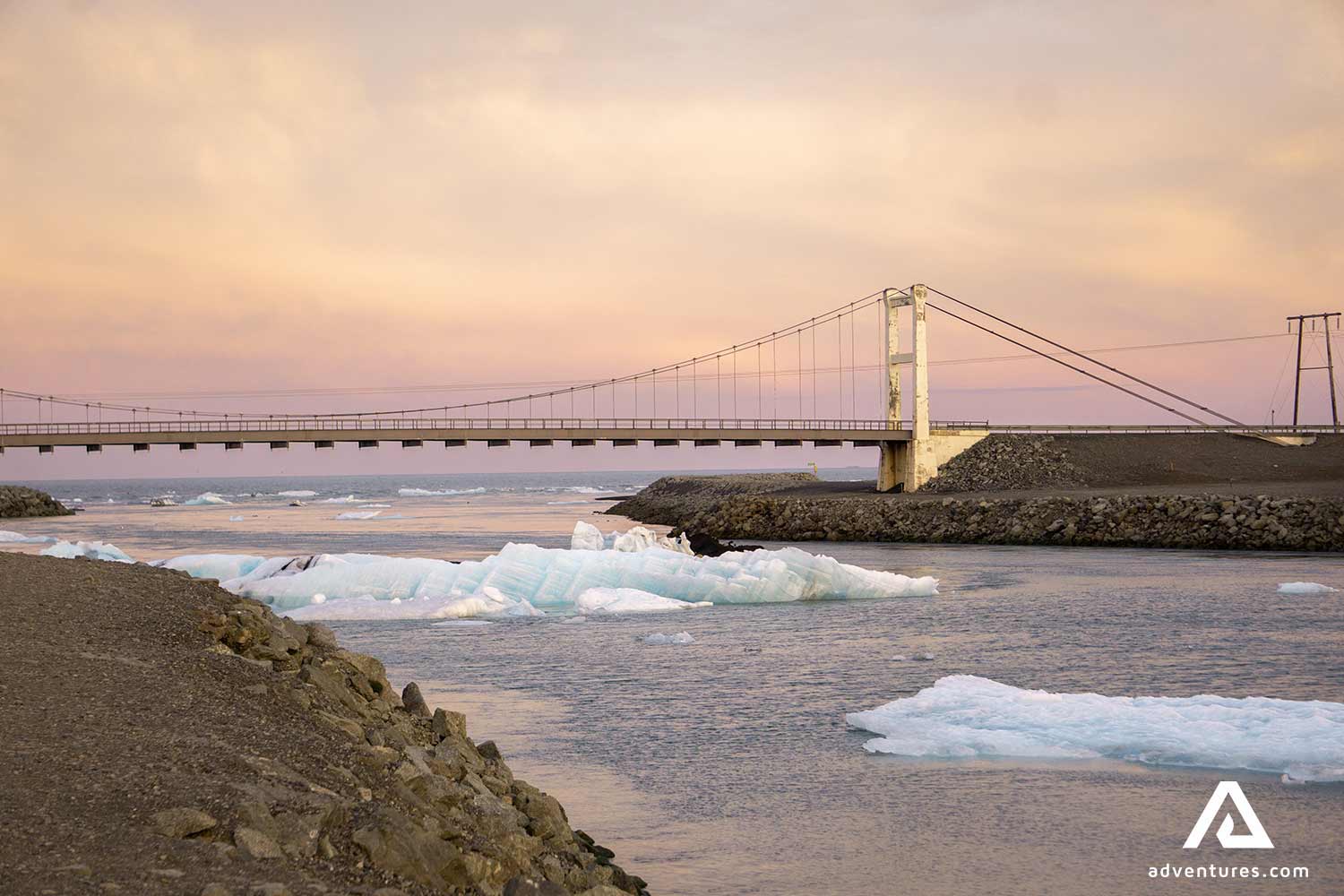Jokulsarlon Glacier Lagoon Midnight Sun in Iceland