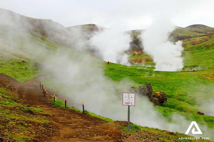 steaming hot springs in reykjadalur