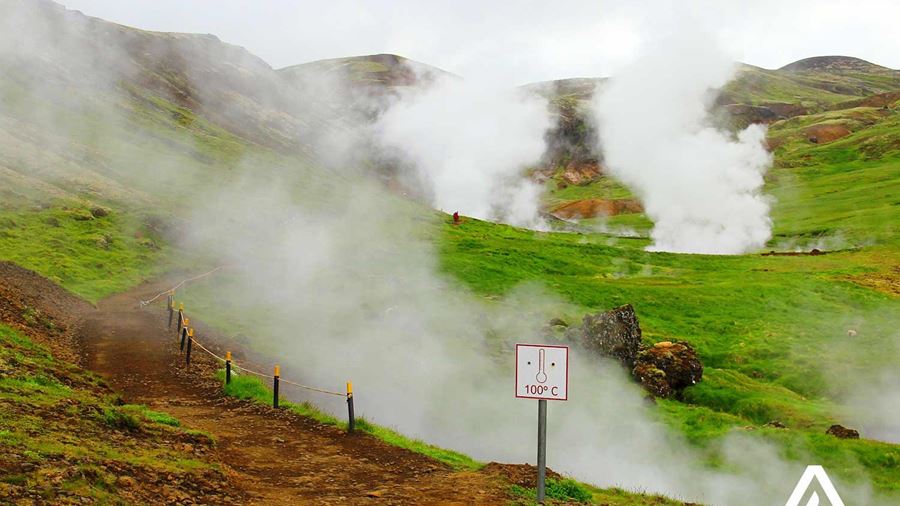 steaming hot springs in reykjadalur