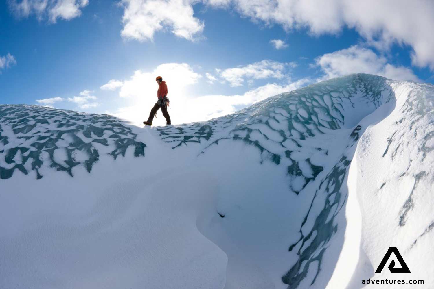 walking on the edge of solheimajokull