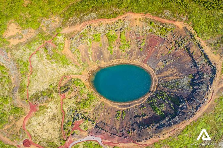 volcanic crater kerid volcanic crater kerid in iceland from above