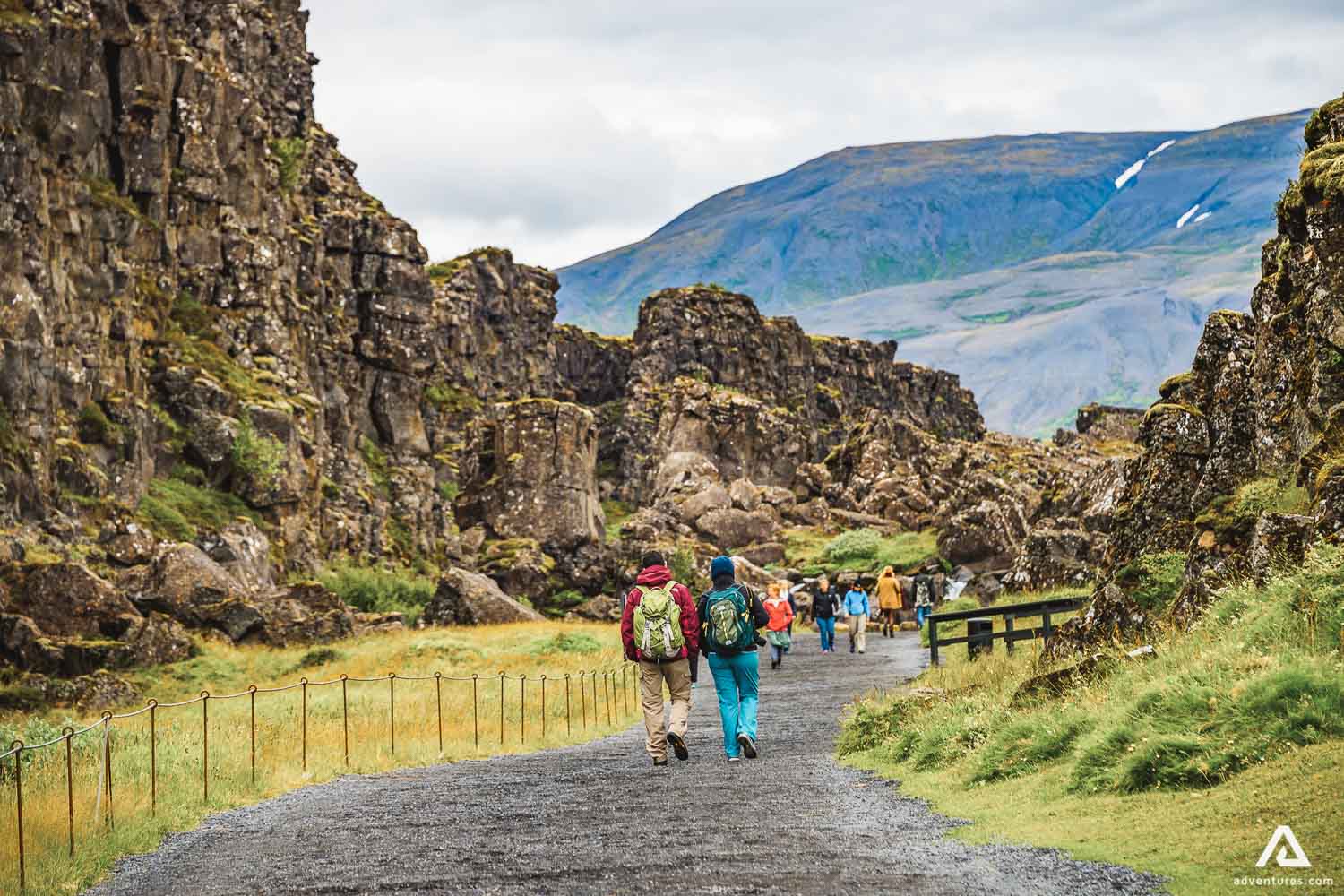 hiking around thingvellir national park in iceland