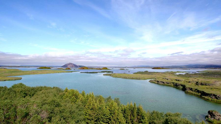 lake myvatn drone view