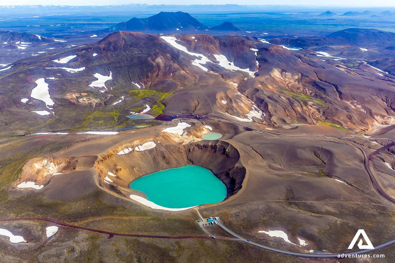 a view from high above viti askja crater