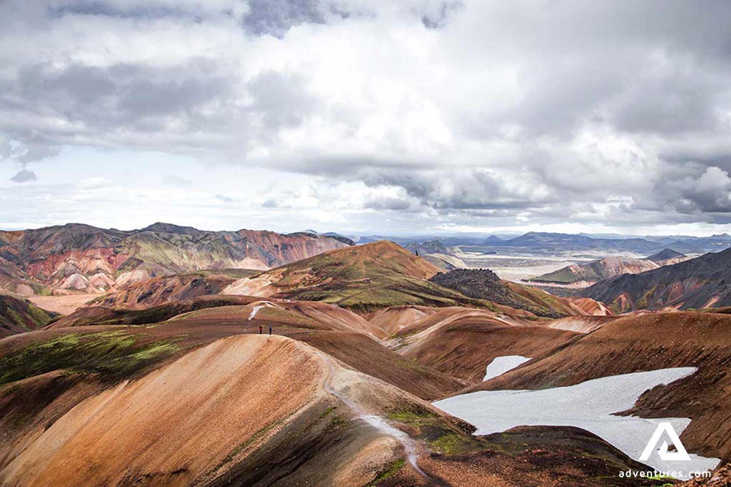 cloudy view above landmannalaugar mountains in iceland