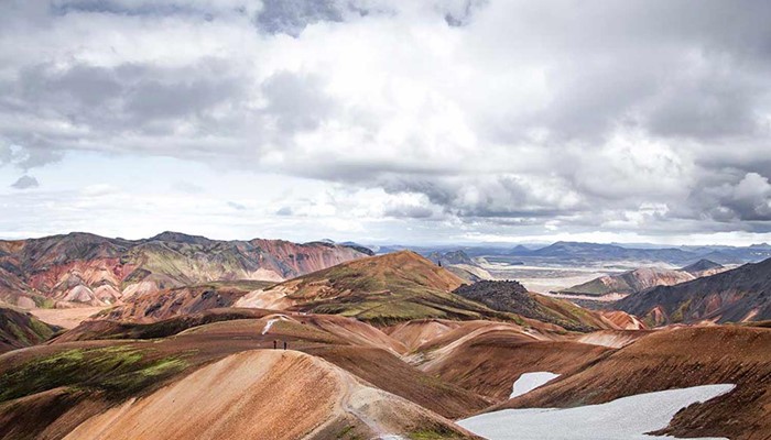 cloudy view above landmannalaugar mountains in iceland