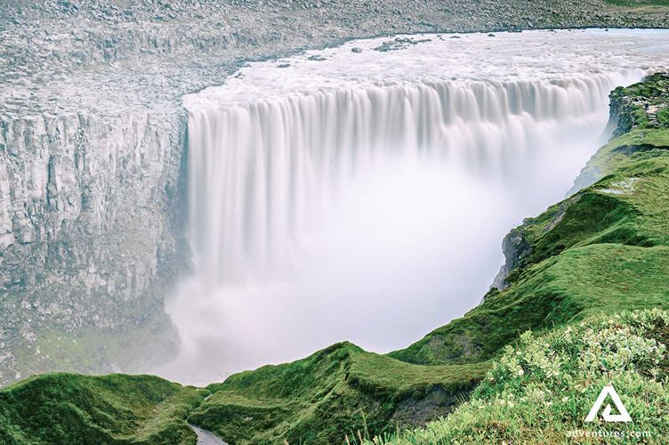summer view of dettifoss waterfall summer view of dettifoss waterfall in north iceland