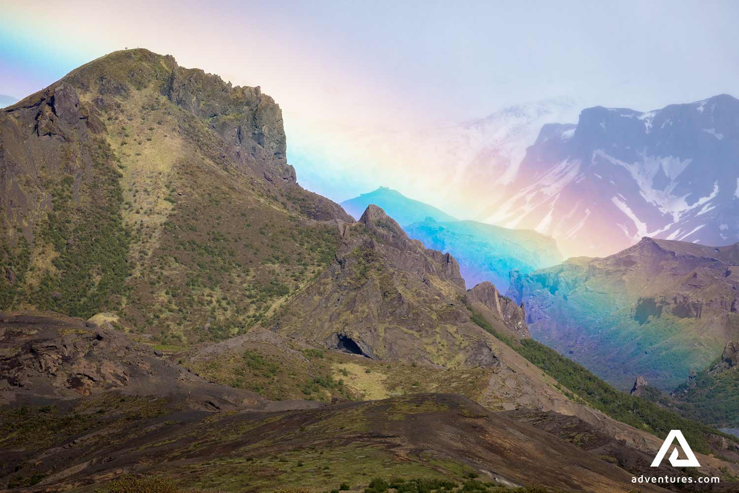 rainbow over mountains in thorsmork valley