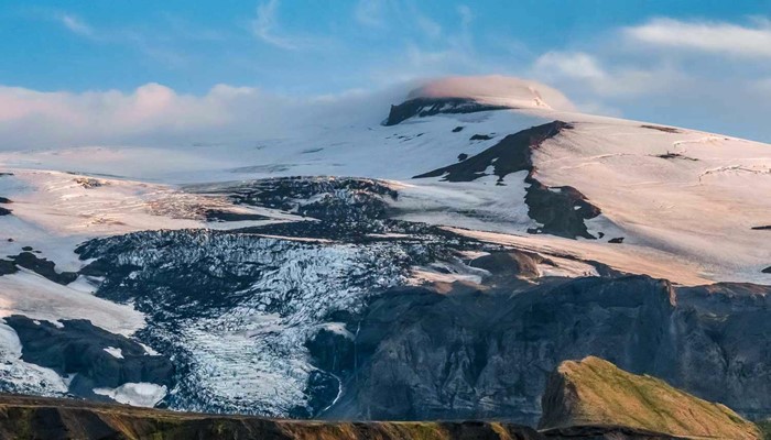 eyjafjallajokull volcano view in south iceland