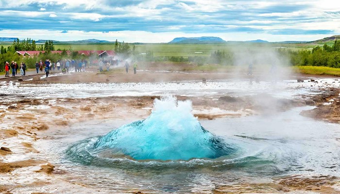 view of geysir about to erupt