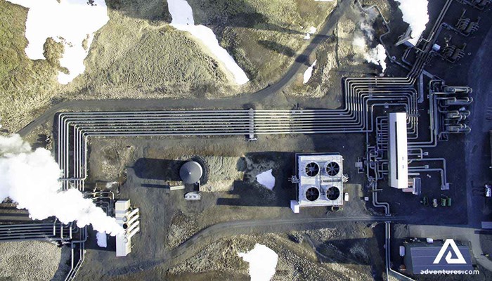 hellisheidi power plant drone view