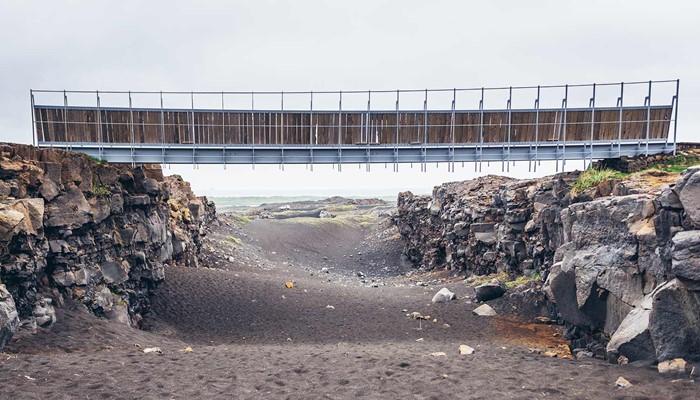 a bridge between two continents in reykjanes