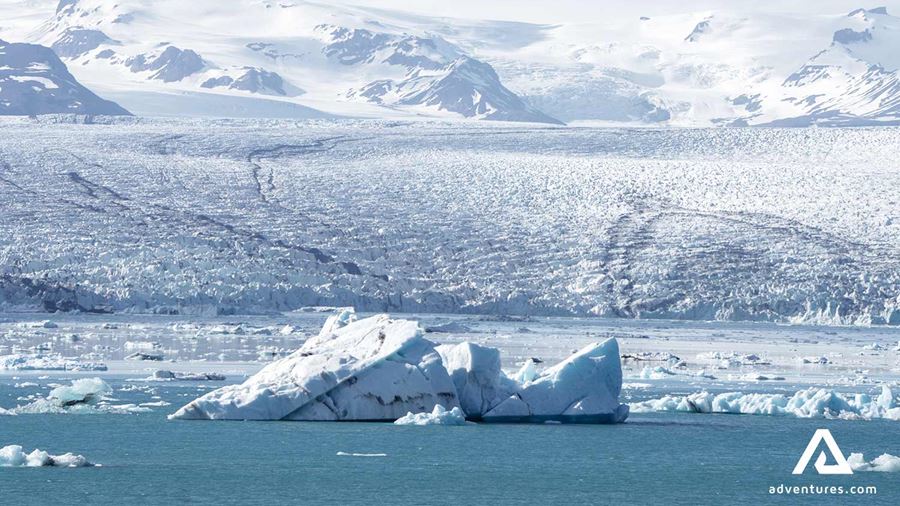 icebergs floating near breidamerkurjokull