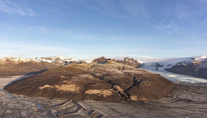 panoramic helicopter view of skaftafell park