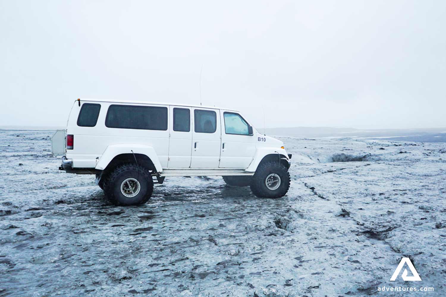 big super jeep on a glacier in south iceland