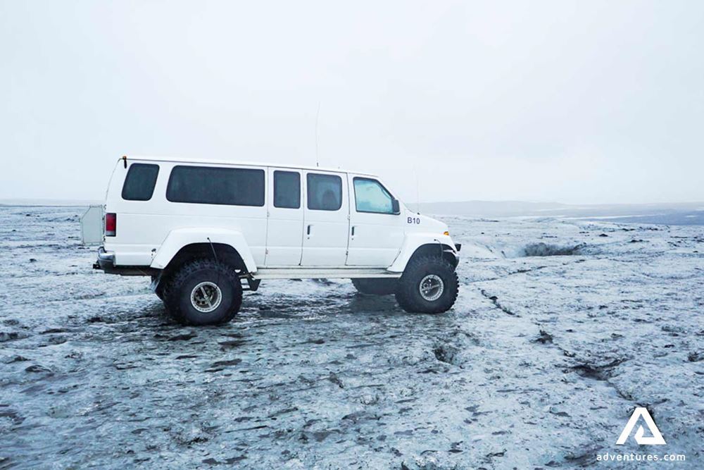 big super jeep on a glacier