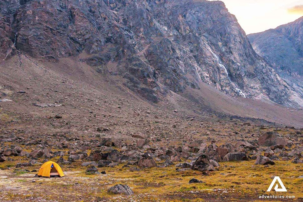camping near a mountain in canada