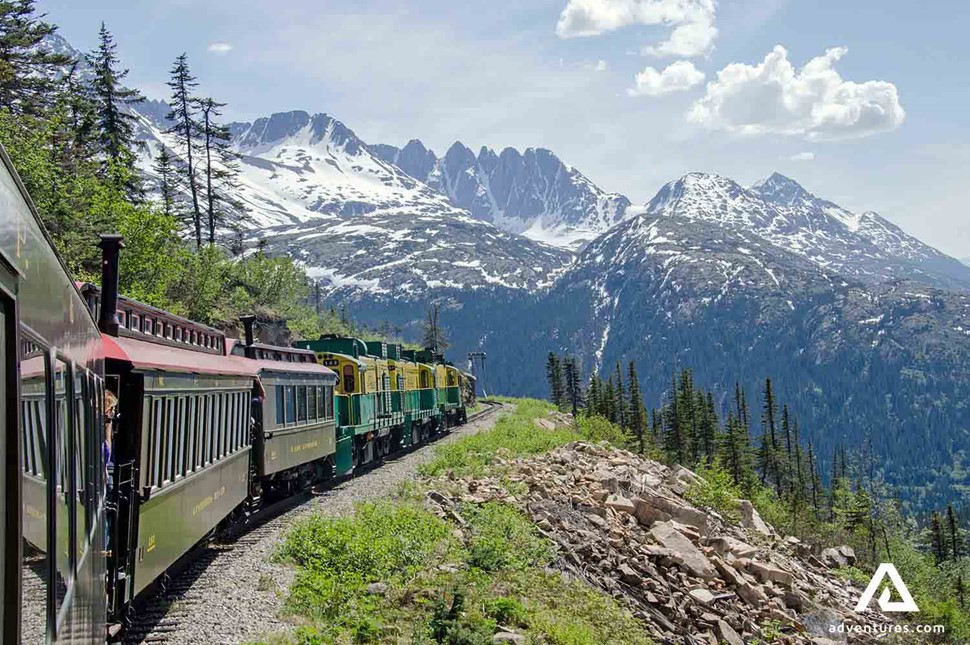 train in skagway mountains