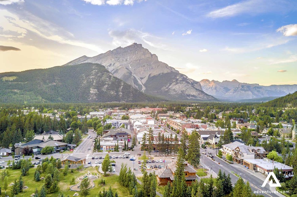 town of banff aerial view
