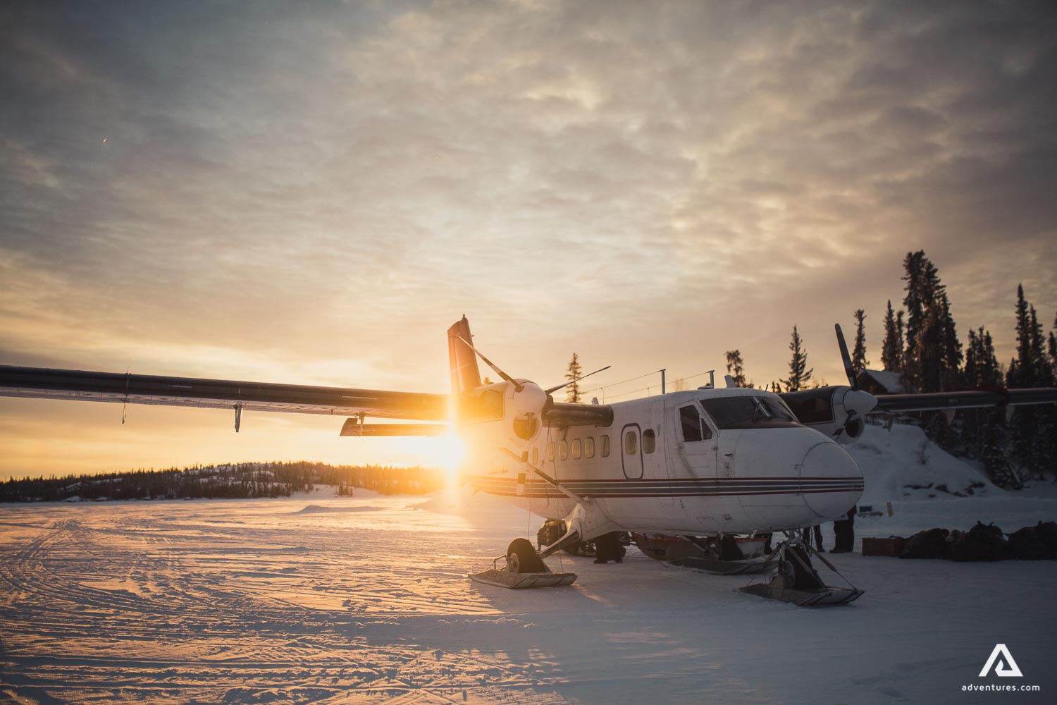 Airplane on the snowy ground