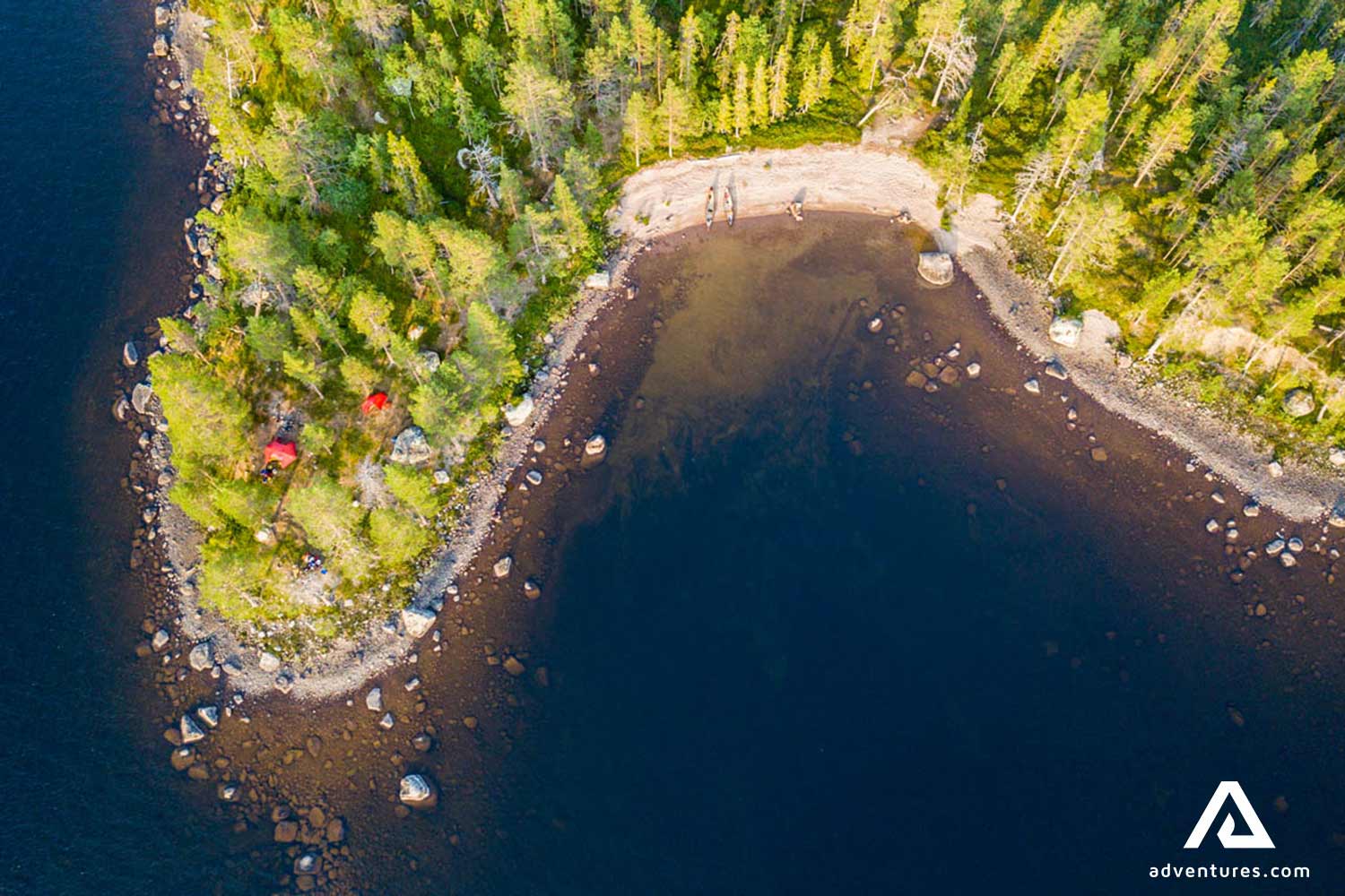 aerial view of karats lake in lapland