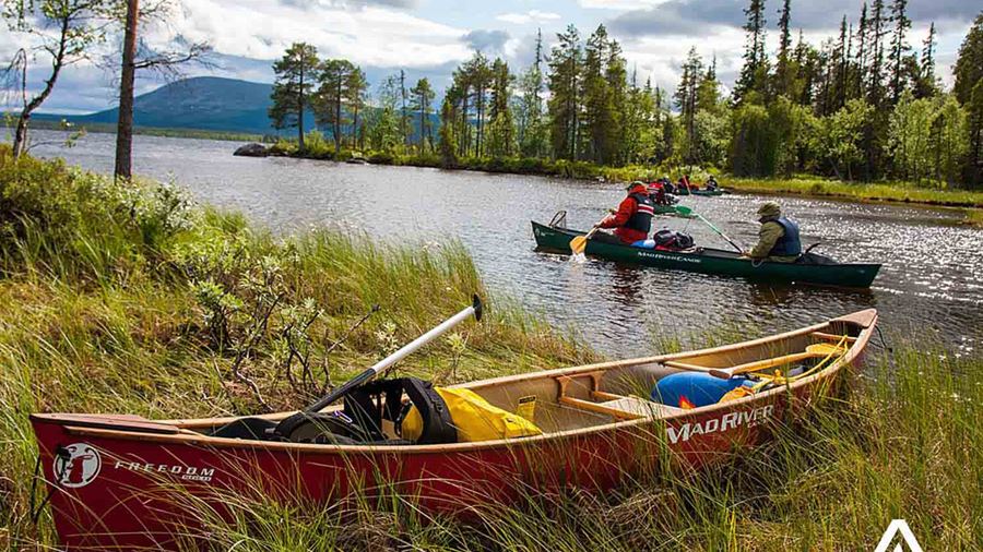 canoes on pearl river in lapland