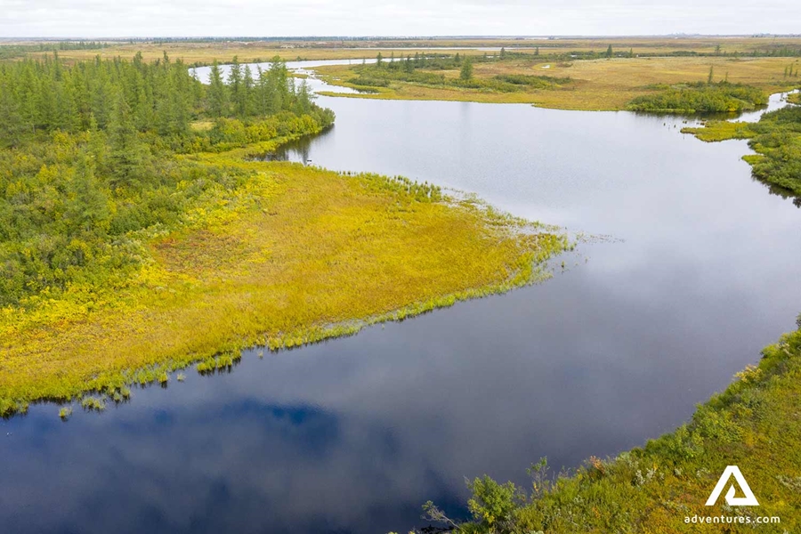 aerial views on canadian tundra