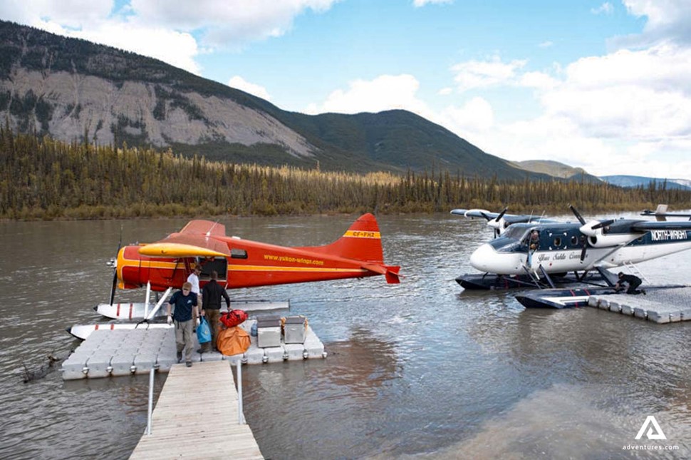 unboarding an airplane on nahanni river