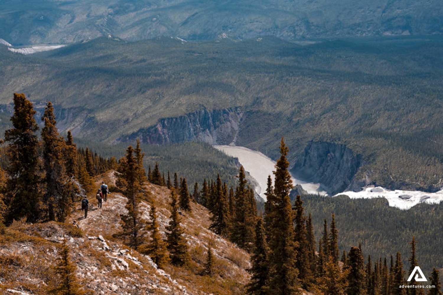 aerial view of nahanni river area landscape mountains