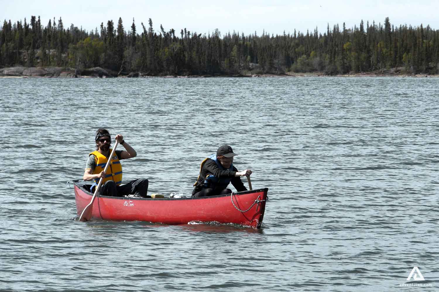 Canoeing on a lake