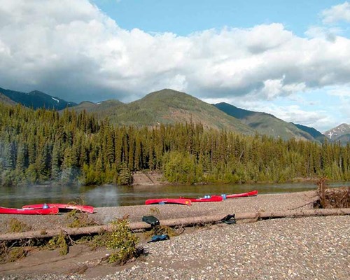 Canoeing expedition on the Teslin River in the Yukon