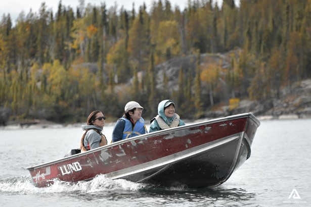 Women on a motor boat