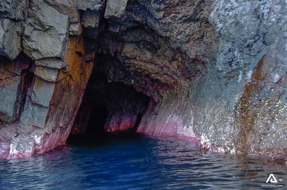 purple cave rocks in scotland