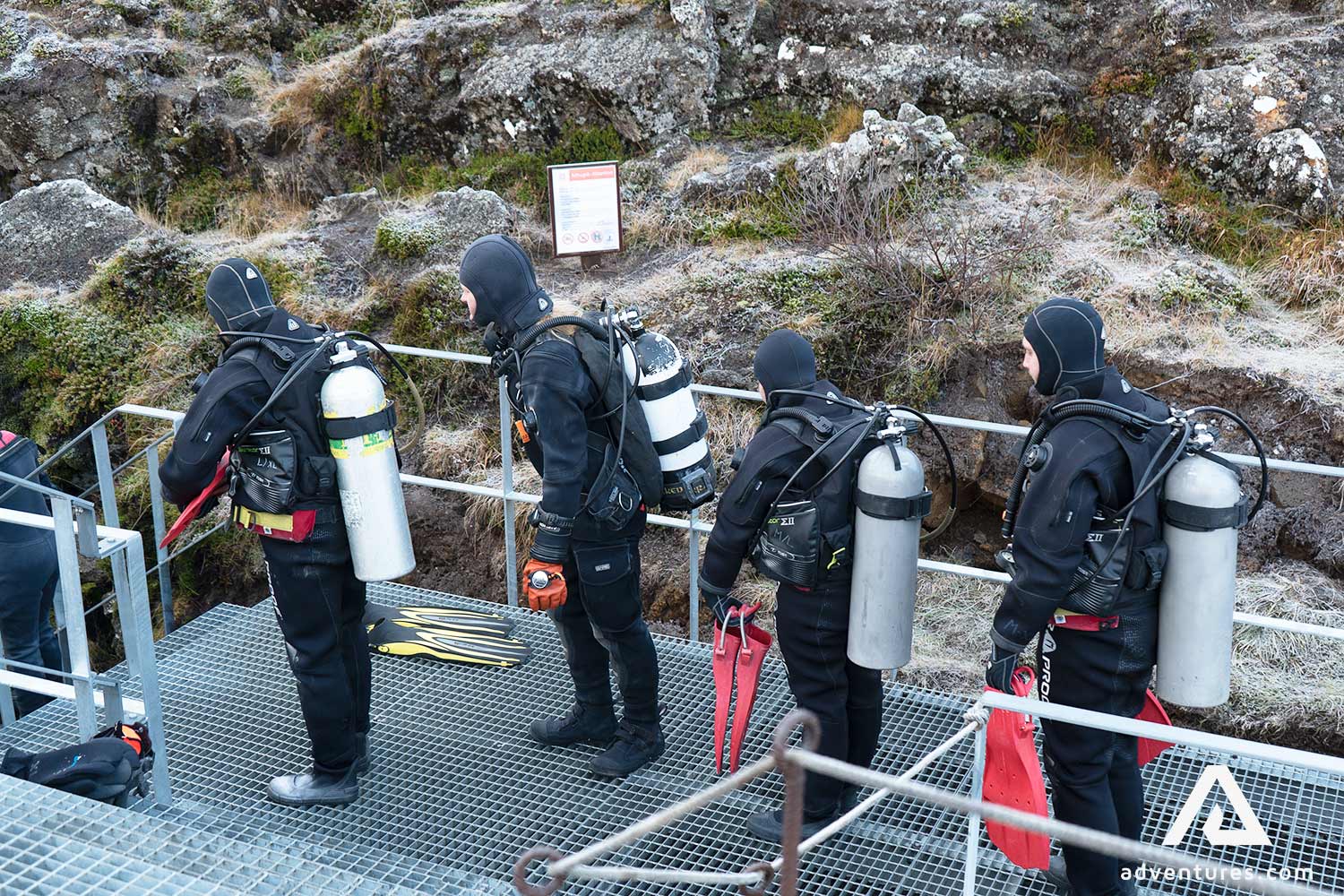 walking in to silfra fissure on diving tour