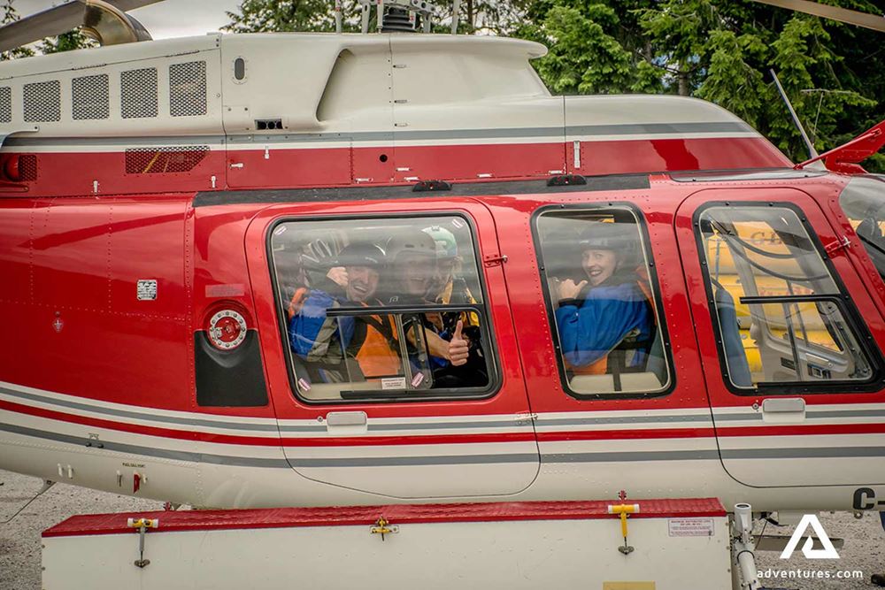 people in a helicopter