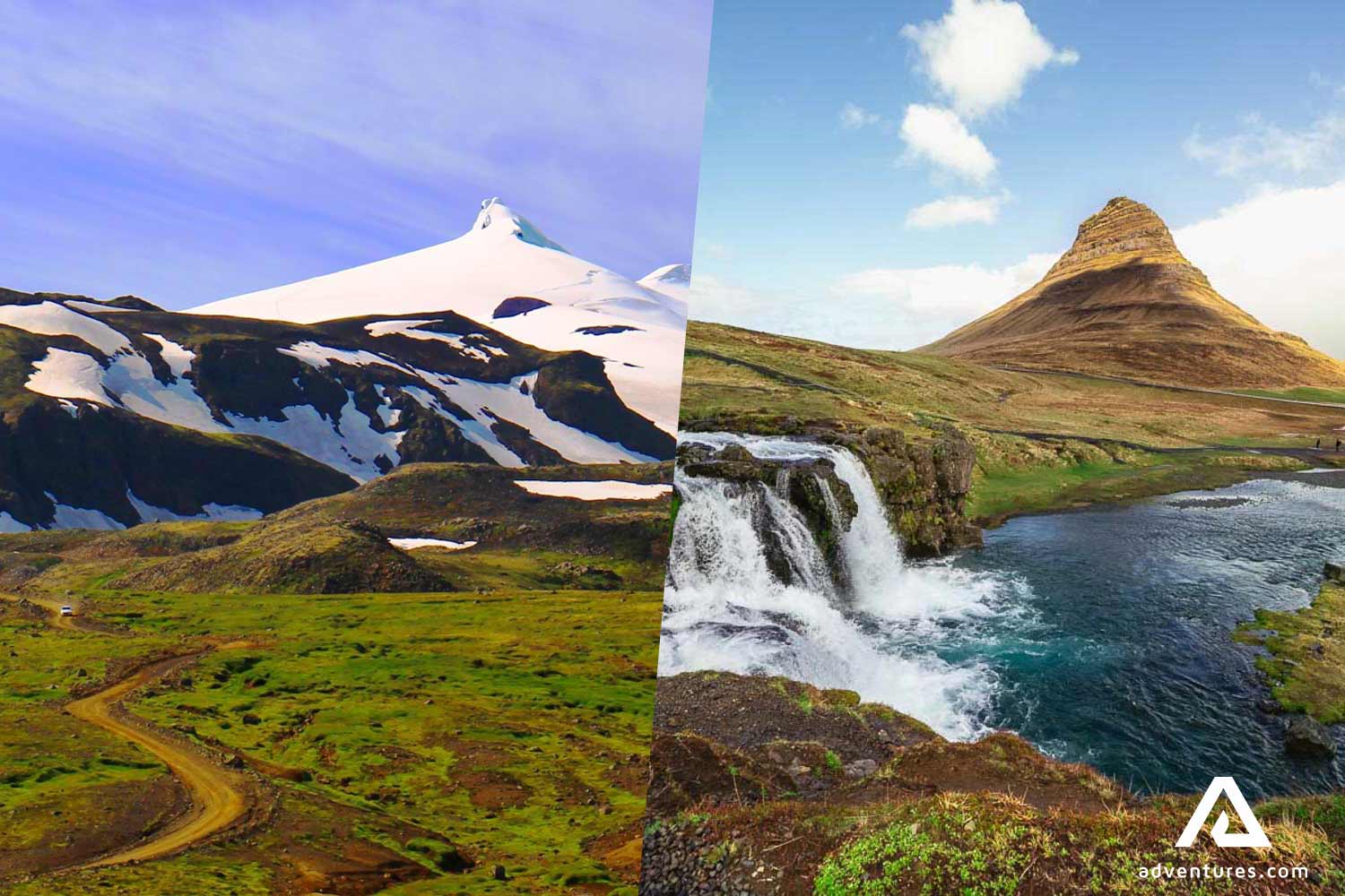 snaefellsjokull glacier and kirkjufell mountain