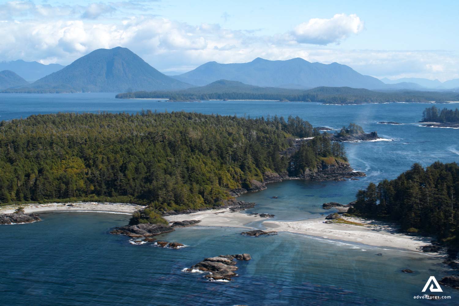 aerial view of a beach in canada in summer
