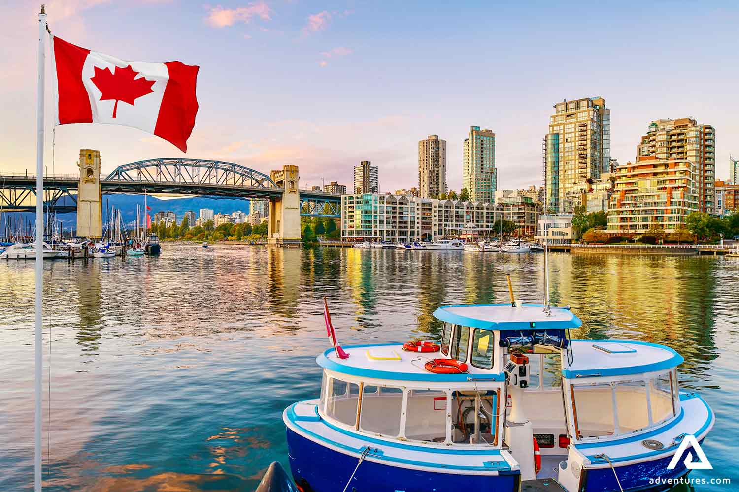 colorful view of vancouver city at sunset