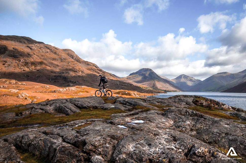 mountain biking through a rocky field in canada