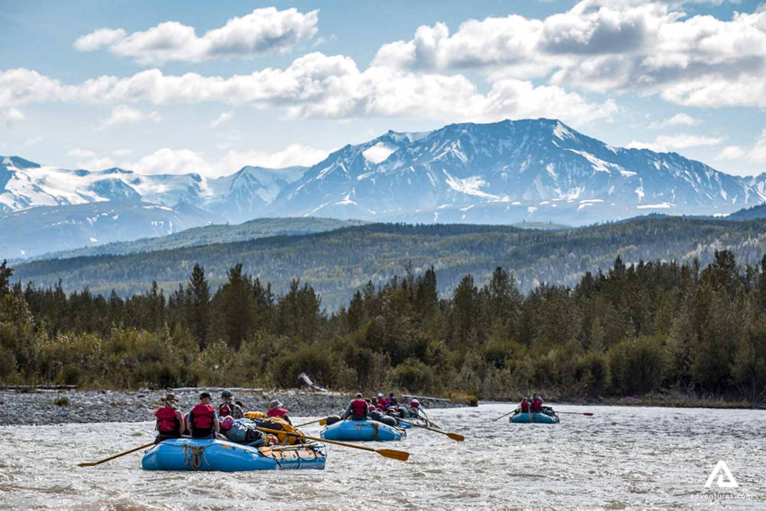 rafting in a wide river in canada