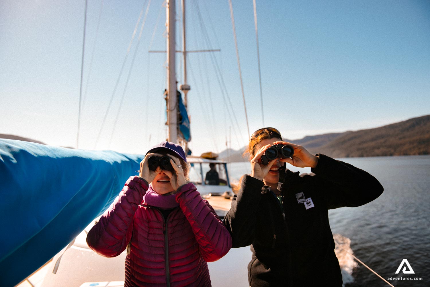 two people watching from a boat